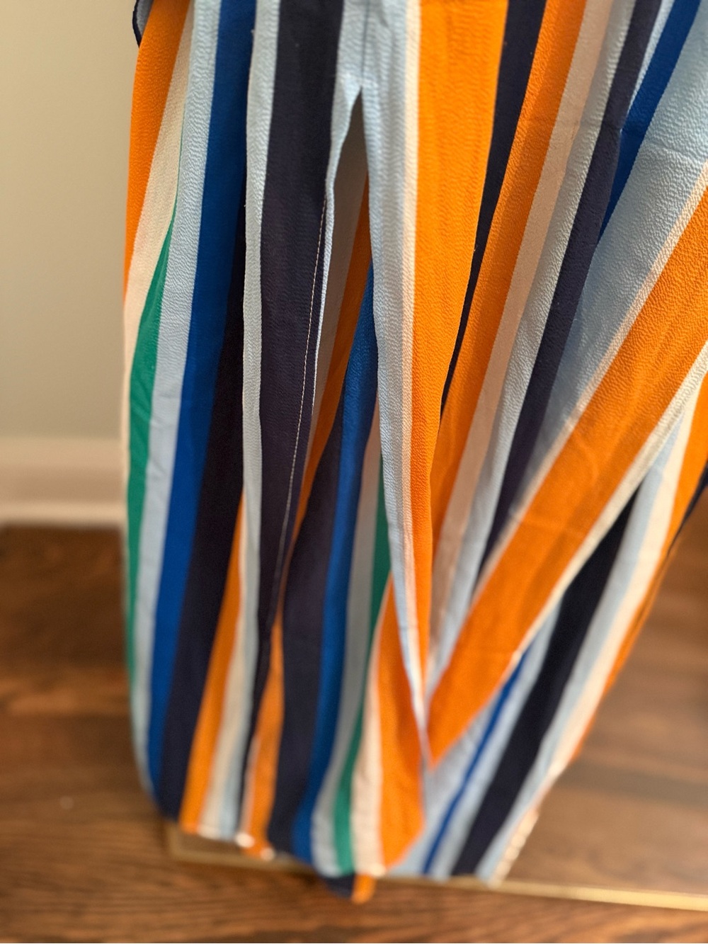 Monteau Striped Spaghetti-Strap Jumpsuit in Blue, Orange & Green - Picture 4 of 5